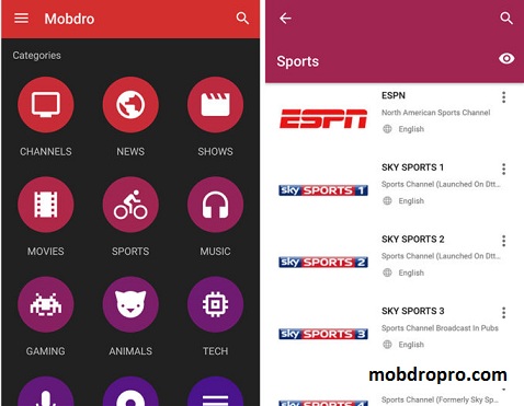 Mobdro App for Android phone tablet download apk